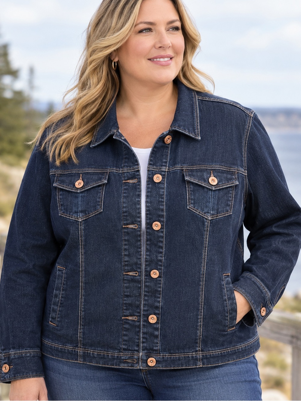 DIESEL Women's Dark Blue Denim Jacket -Classic Trucker Jean Jacket Sz XXL Petite